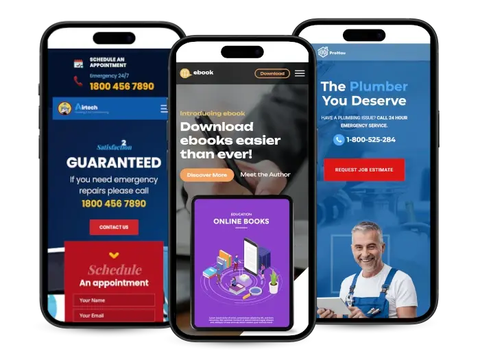 Showcase of mobile-first website designs on various devices
